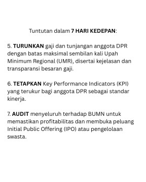 Salsa Erwina membuat sembilan draft tuntutan kepada DPR RI dan pemerintah. (Instagram @salsaer)